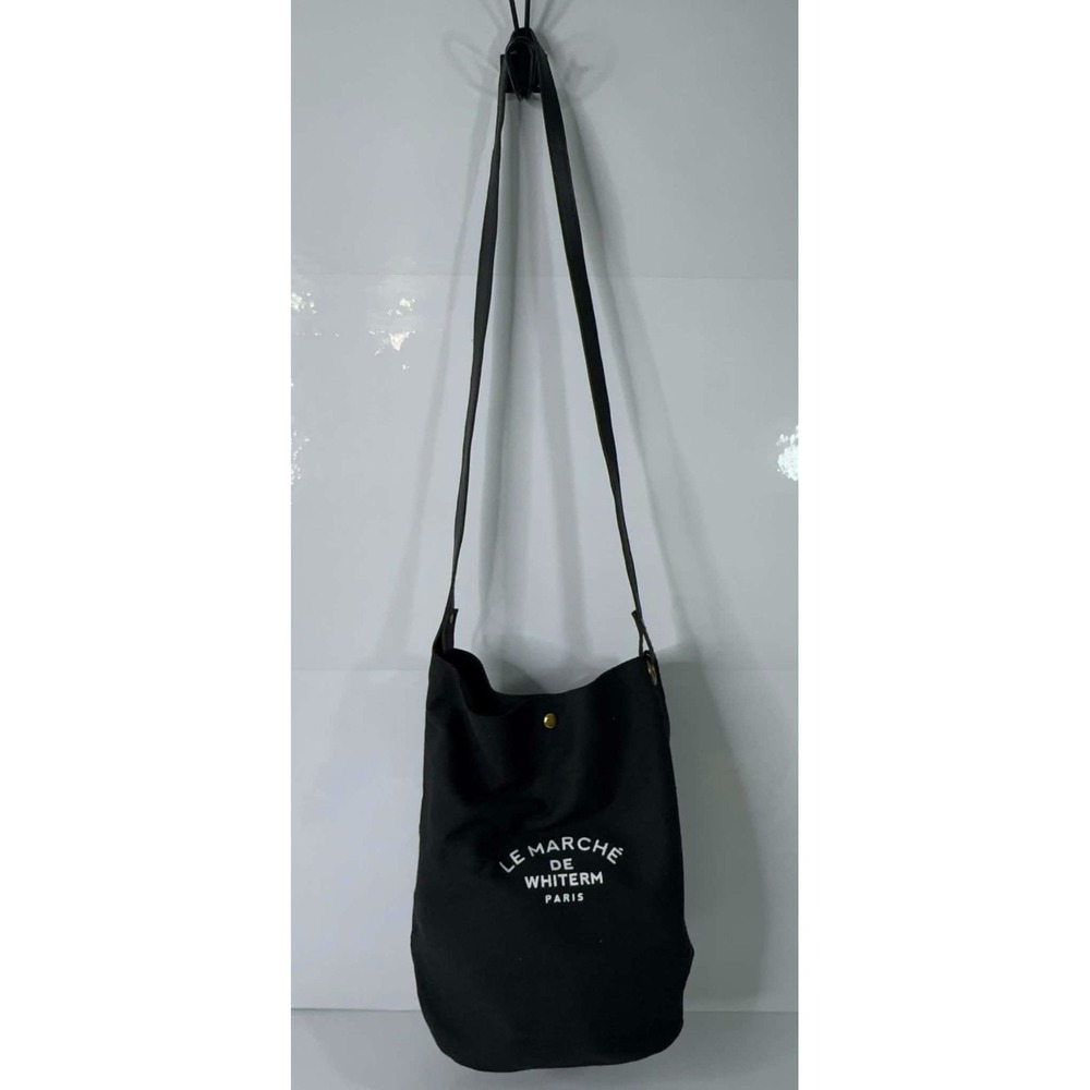 Le Marche de Whiterm Paris Black Canvas Shoulder Bag Crossbody Market Tote Luxe